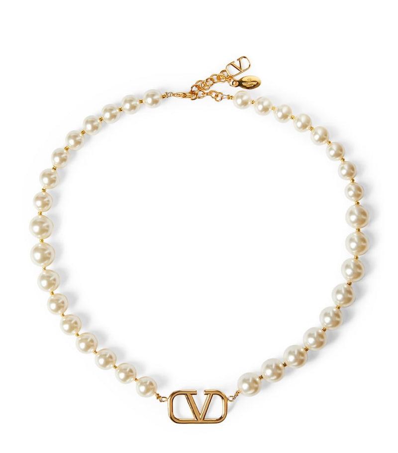 Valentino Garavani faux pearl VLogo Signature necklace (British brand)