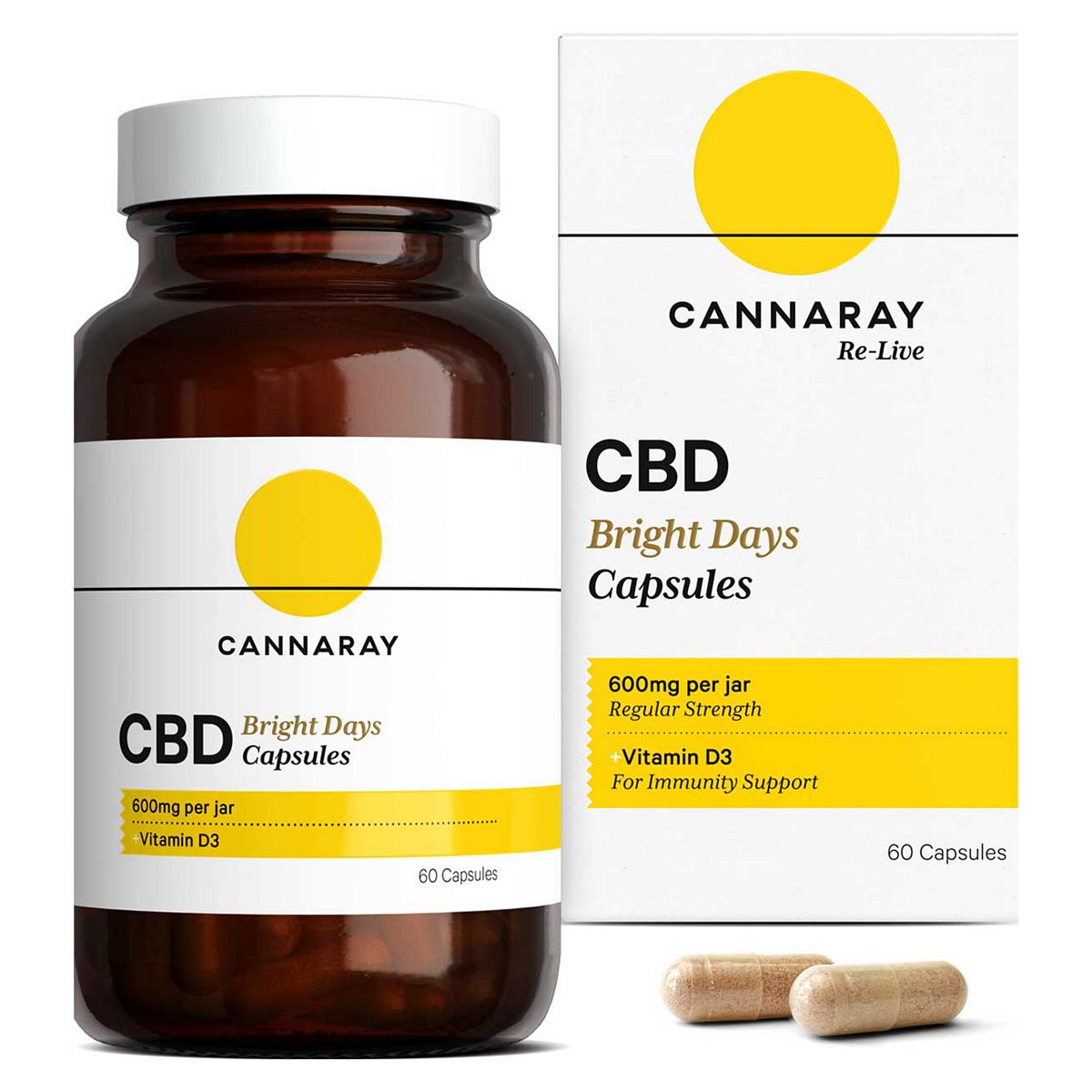 Cannaray Bright Days CBD Capsules 600mg - 60 Capsules GOODS Boots   