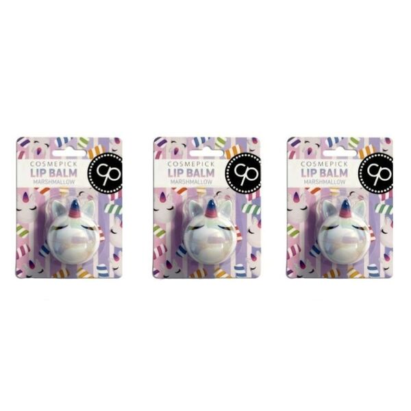 COSMEPICK Marshmallow Unicorn lip balm 3 x 6g, UK version