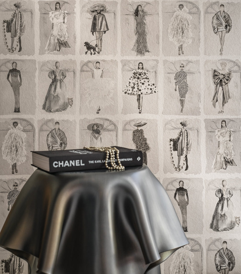 Cole & Son x Harrods Couture Carousel wallpaper Monochrome Pearl - British product