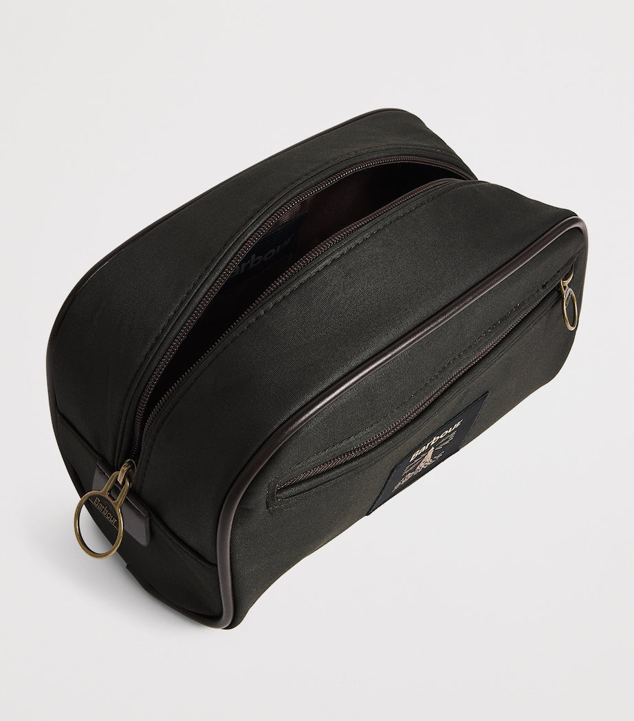 Barbour wax-coated wash bag - British product