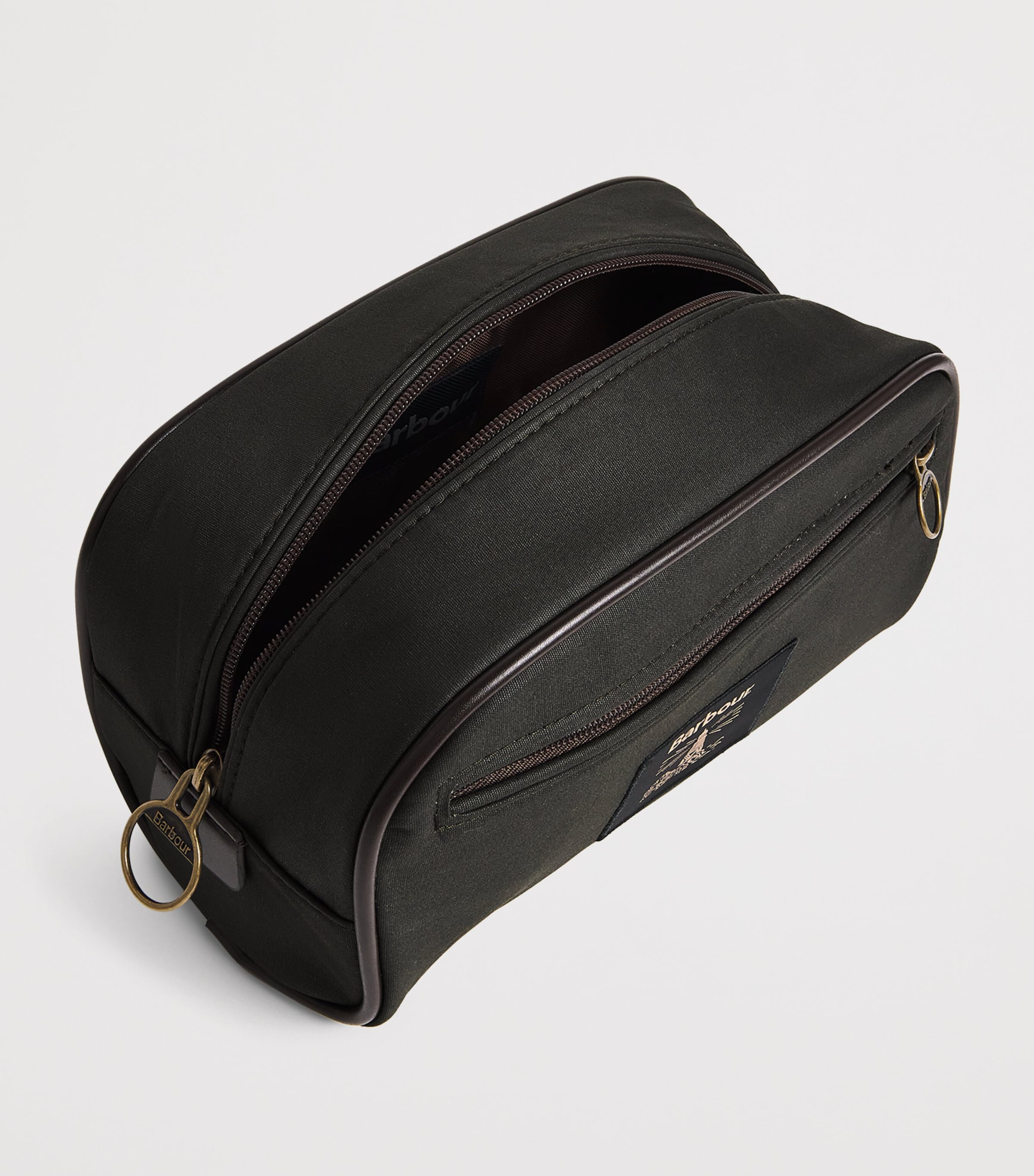 Barbour wax-coated wash bag - British product