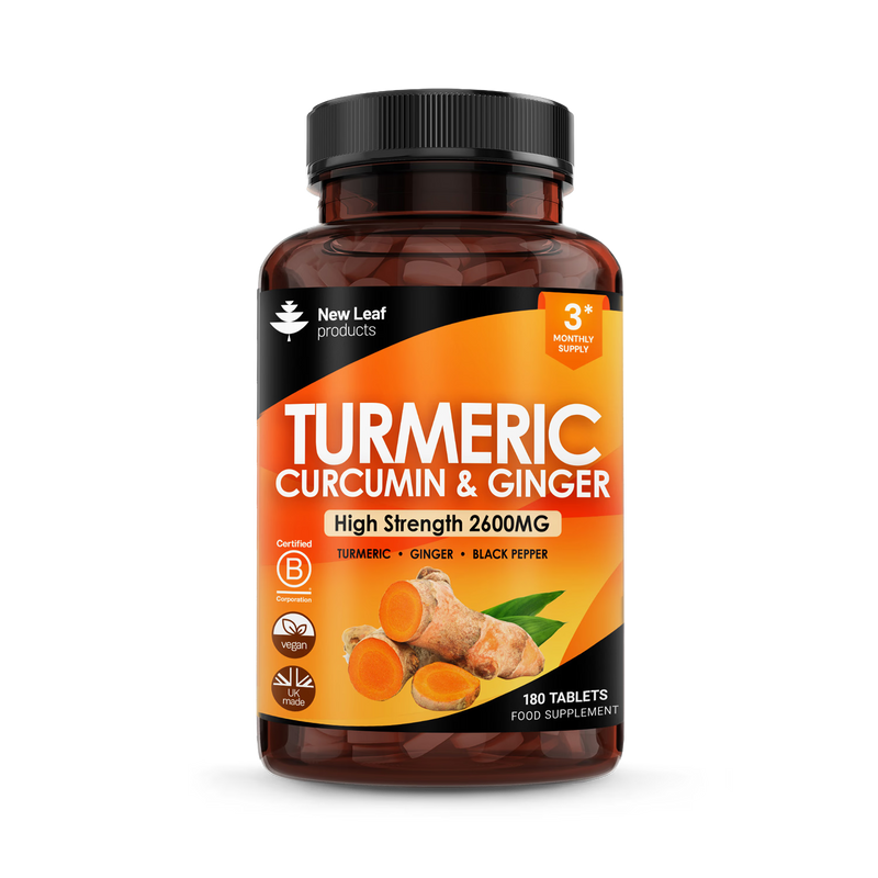 New Leaf turmeric curcumin ginger tablets 180, UK version
