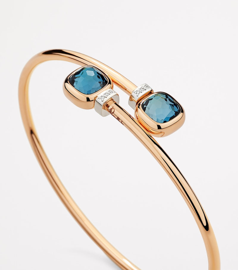 Pomellato Nudo bangle blue topaz diamond 18kt rose gold - British product
