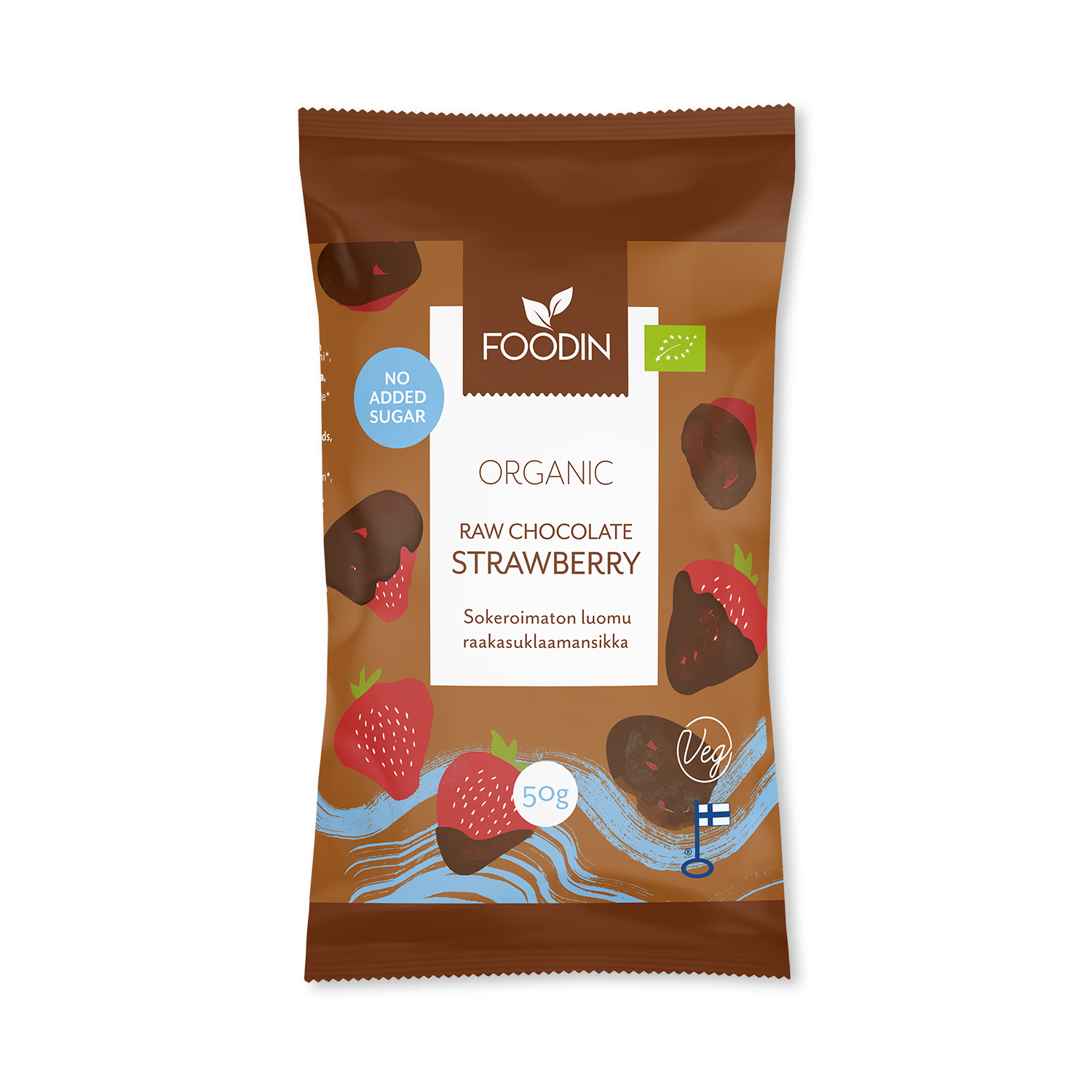 Organic raw chocolate strawberry bars 8x50g, imported from the UK