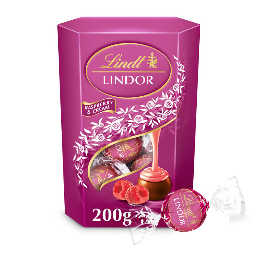 Lindt LINDOR RASPBERRY & CREAM 200g GOODS ASDA   