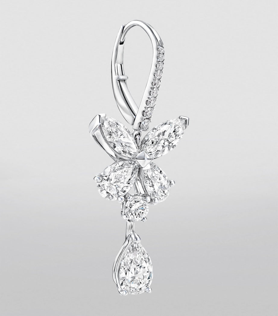 Graff butterfly drop earrings white gold diamonds, imported from the UK