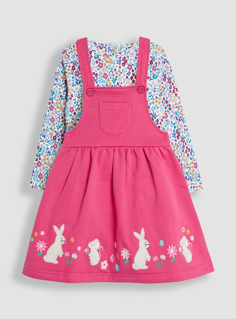 JOJO MAMAN BÉBÉ Bunny Applique Pinafore Dress & Top Set 5-6 Years