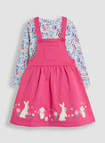 JOJO MAMAN B&Eacute;B&Eacute; Bunny Applique Pinafore Dress &amp; Top Set 5-6 Years