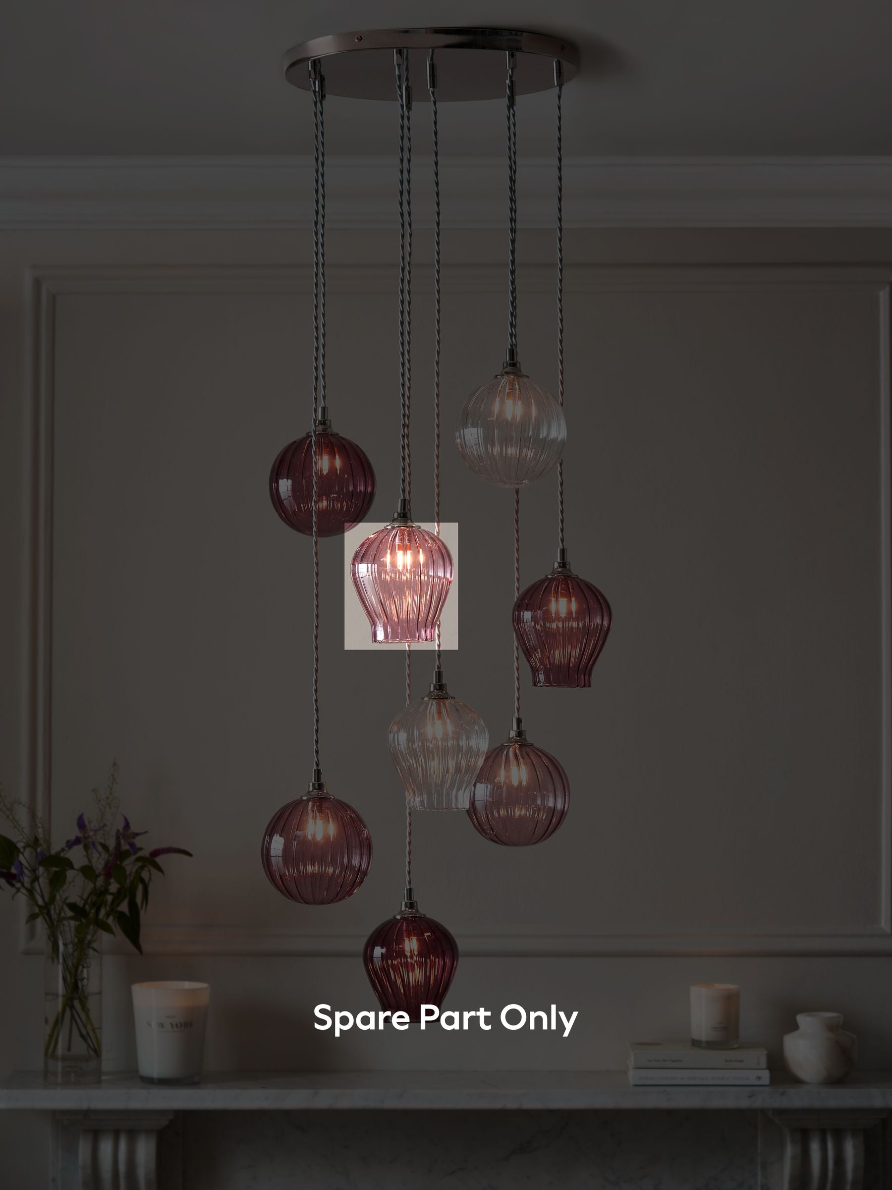 Pink Hampton Cluster glass shade spare part, imported from the UK