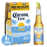 Corona Cero alcohol-free premium lager beer bottles 4x330ml - British product