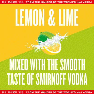 Smirnoff vodka mixed drink Lemon Lime 440ml can (British brand)