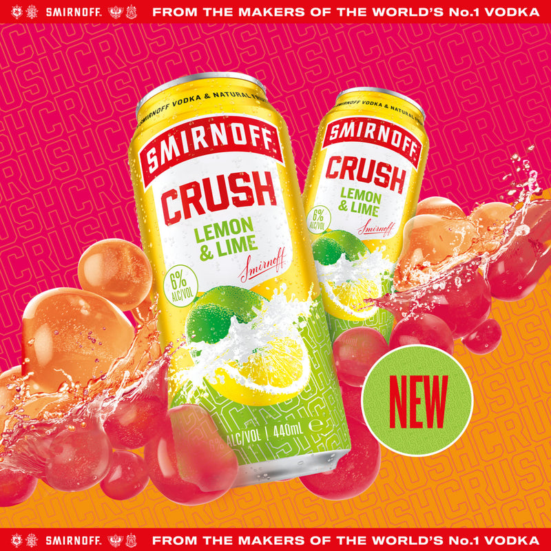 Smirnoff vodka mixed drink Lemon Lime 440ml can (British brand)