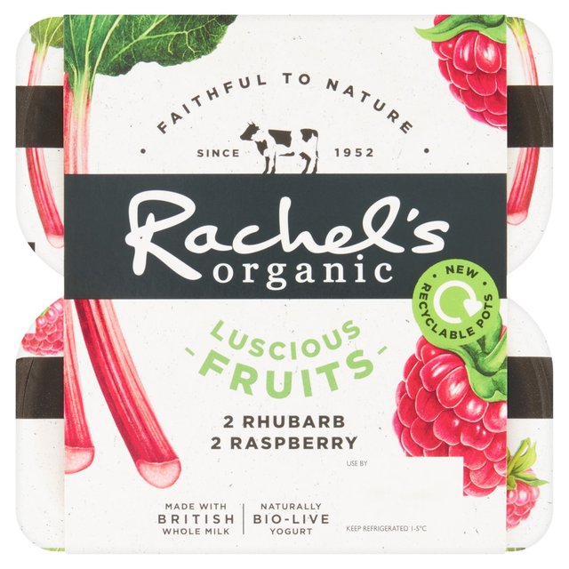 Rachel's Organic Luscious Fruits Rasp/Rhubarb   4 x 110g GOODS M&S   