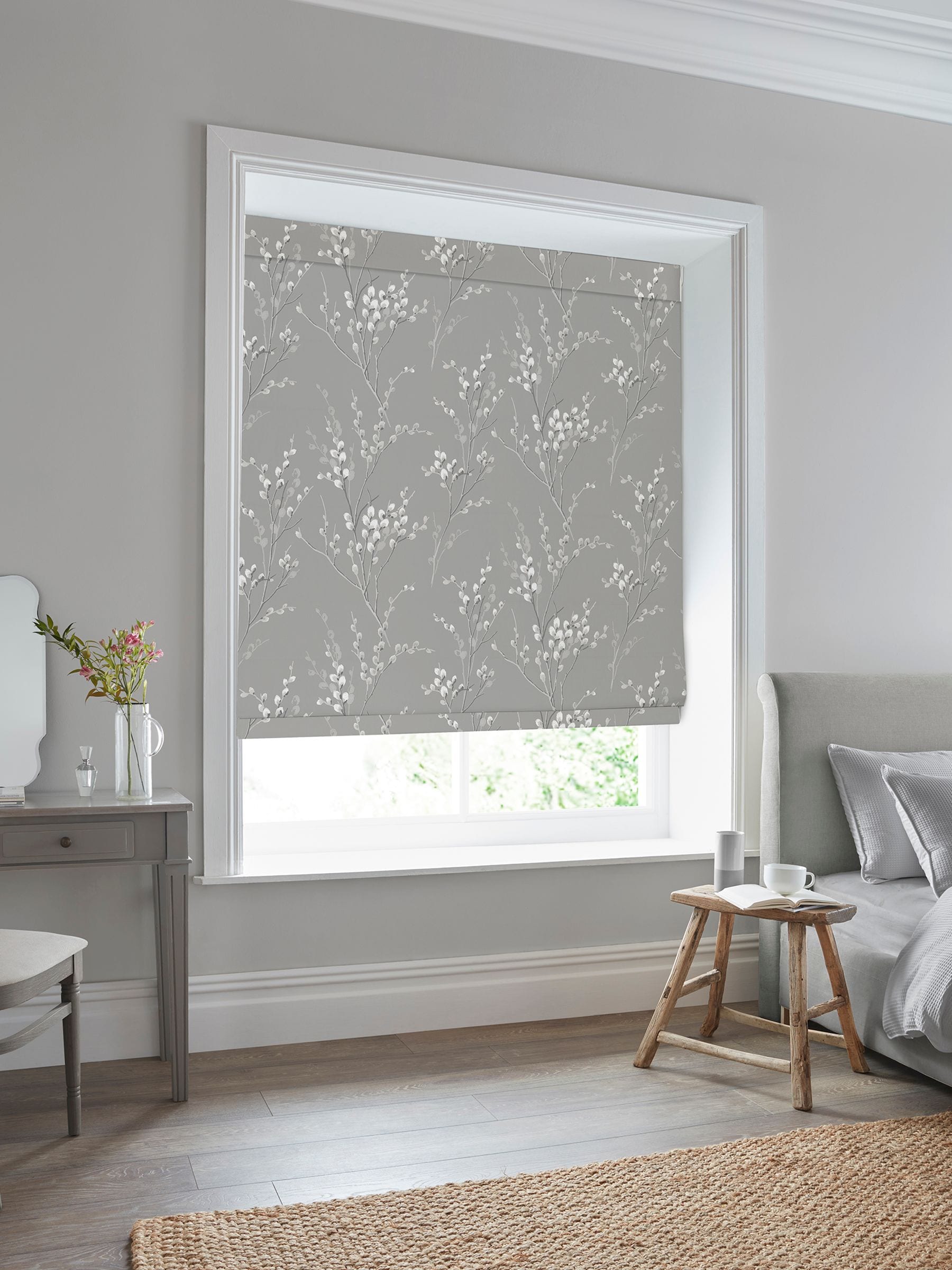 Laura Ashley grey pussy willow roman blind, UK version