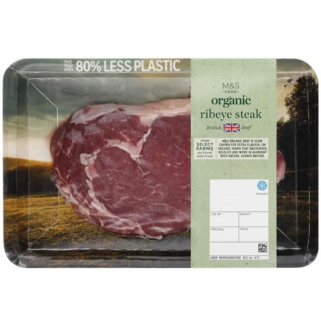 M&S Organic British Beef Ribeye Steak   Typically: 250g