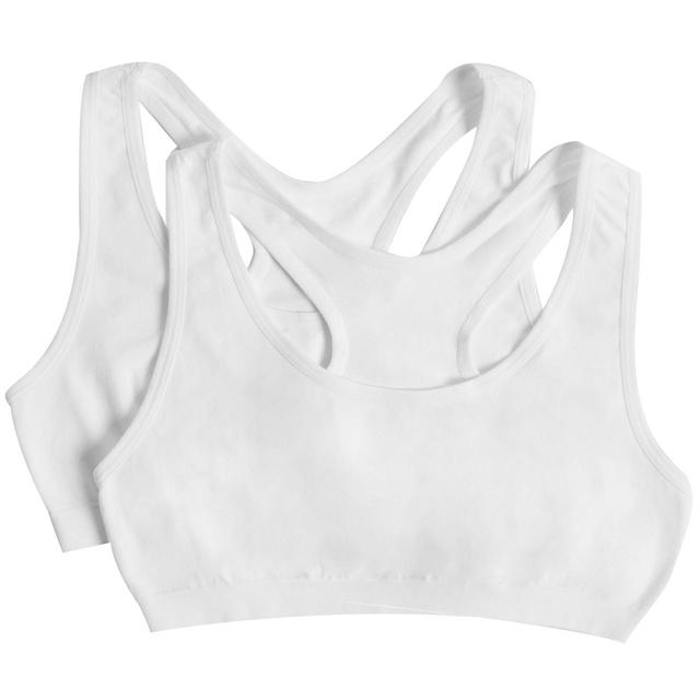 M&S Girls Seamfree Cropped Tops 6-8 Years White   2 per pack