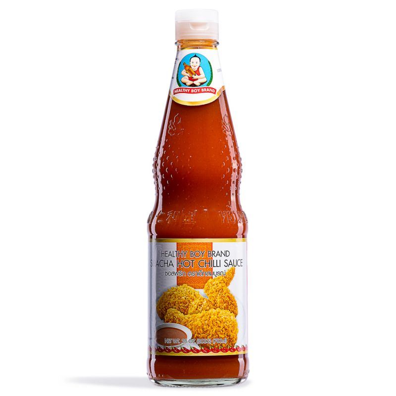 Healthy Boy Sriracha hot chilli sauce, imported from the UK