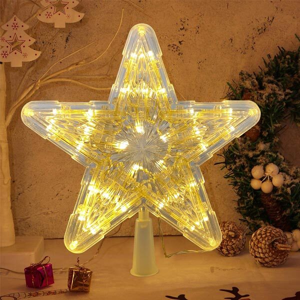 Livingandhome LED star tree topper transparent 24cm, imported from the UK