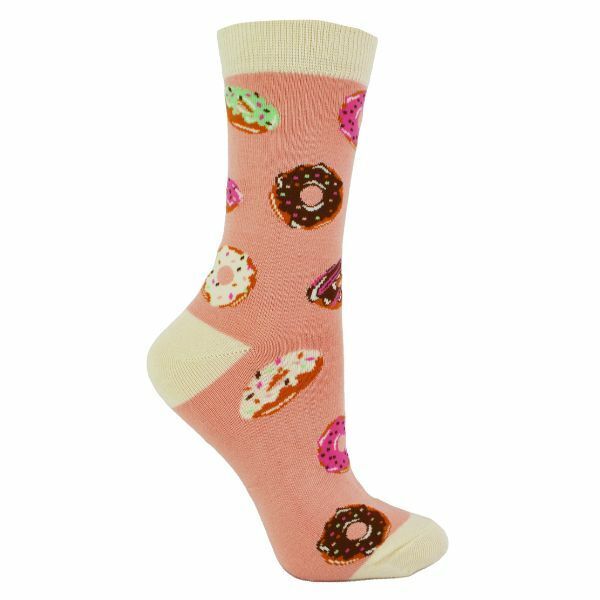 Miss Sparrow Ladies Novelty Patterned Bamboo Socks - 4-7 UK GOODS Superdrug Donuts (Pink)  