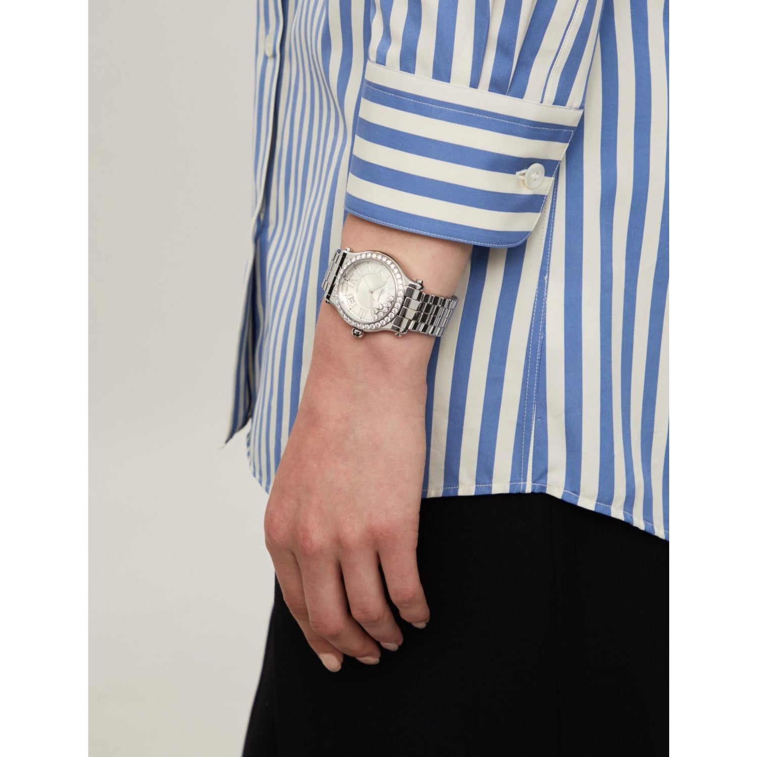 Chopard Happy Sport medium watch in stainless steel with diamonds (British brand)