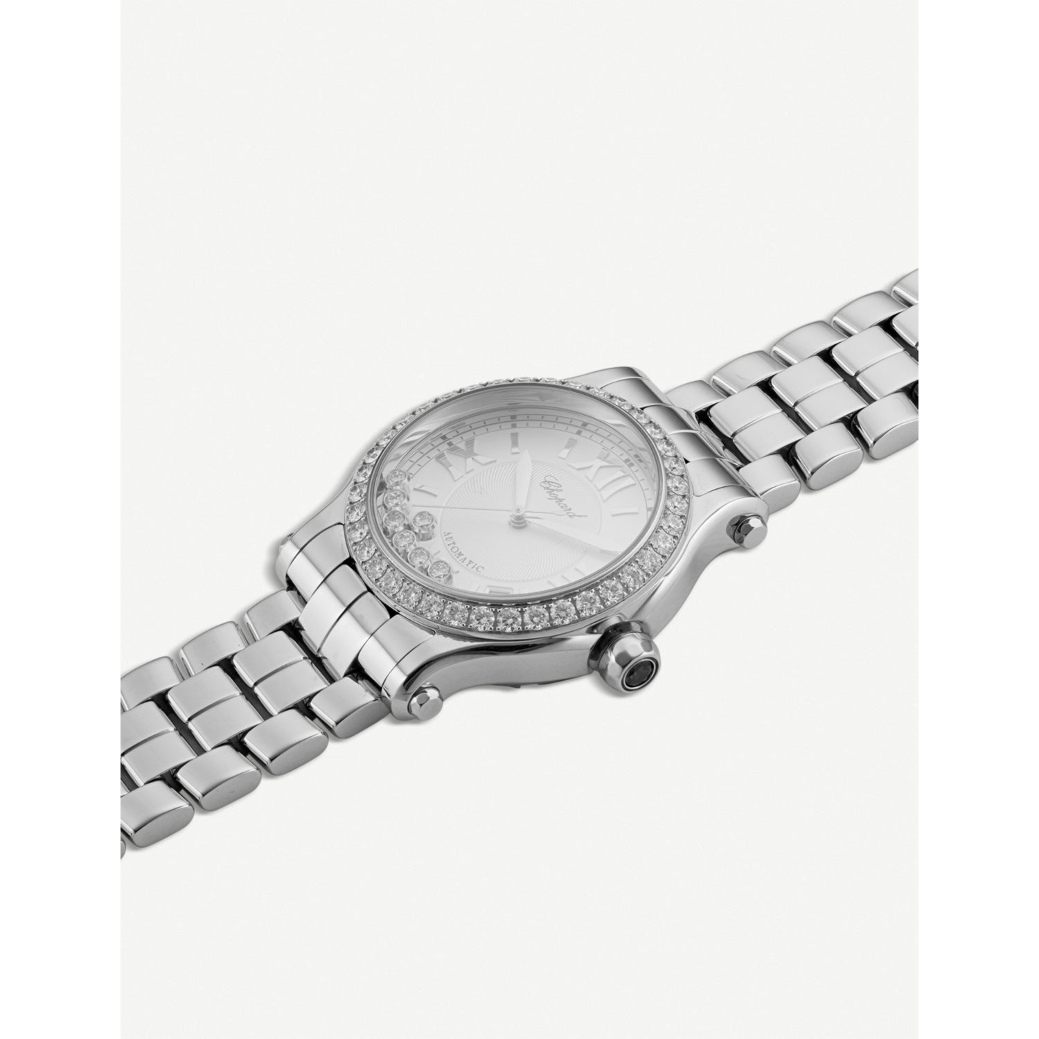 Chopard Happy Sport medium watch in stainless steel with diamonds (British brand)