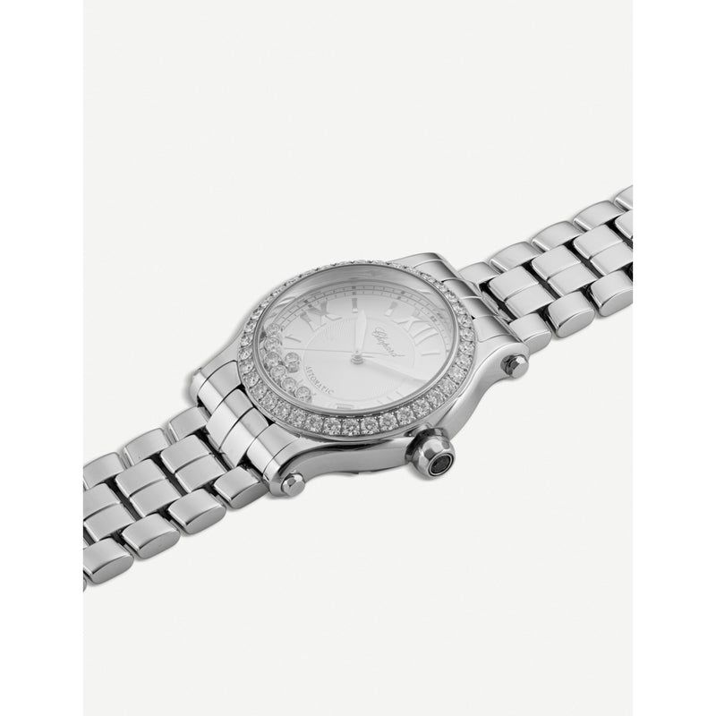 Chopard Happy Sport medium watch in stainless steel with diamonds (British brand)