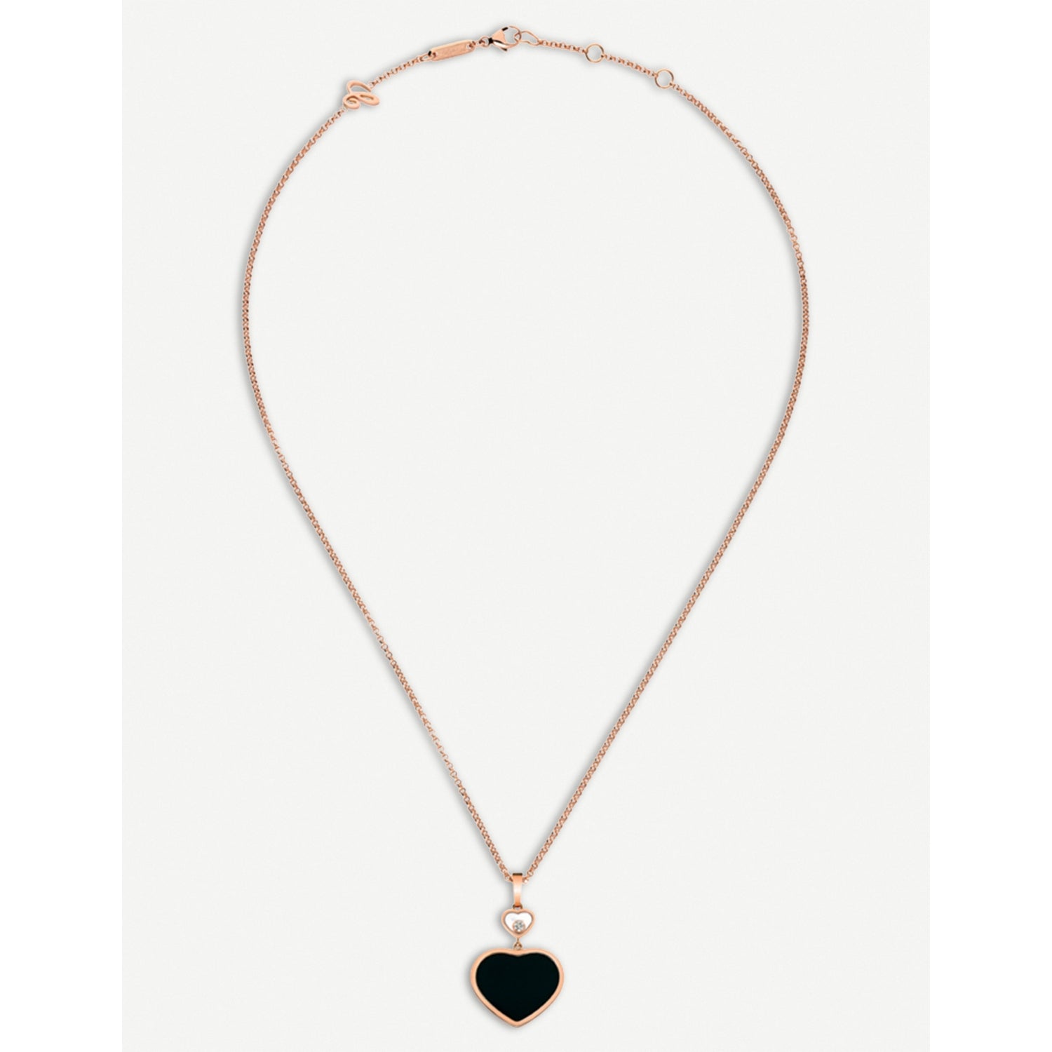 Chopard Happy Hearts rose-gold onyx diamond pendant 45cm (British brand)