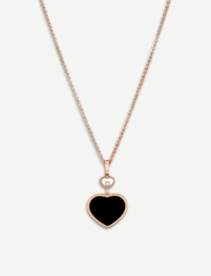 Chopard Happy Hearts rose-gold onyx diamond pendant 45cm (British brand)