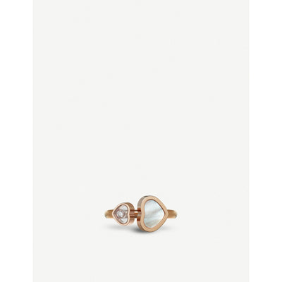 selfridges Chopard Happy Hearts 18 Carat Rose Gold and Mother-of-Pearl Ring- Buy online at McGrocer
