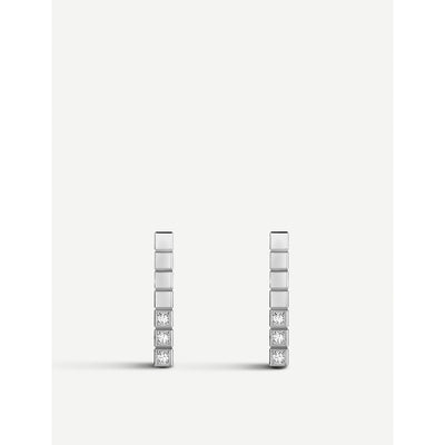 selfridges Chopard Ice Cube Pure 18ct White Gold and Diamond Earrings- Buy online at McGrocer