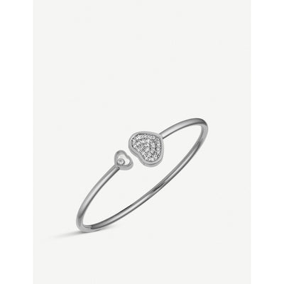 selfridges Chopard Happy Hearts 18ct White Gold and Diamond Bangle- Buy online at McGrocer