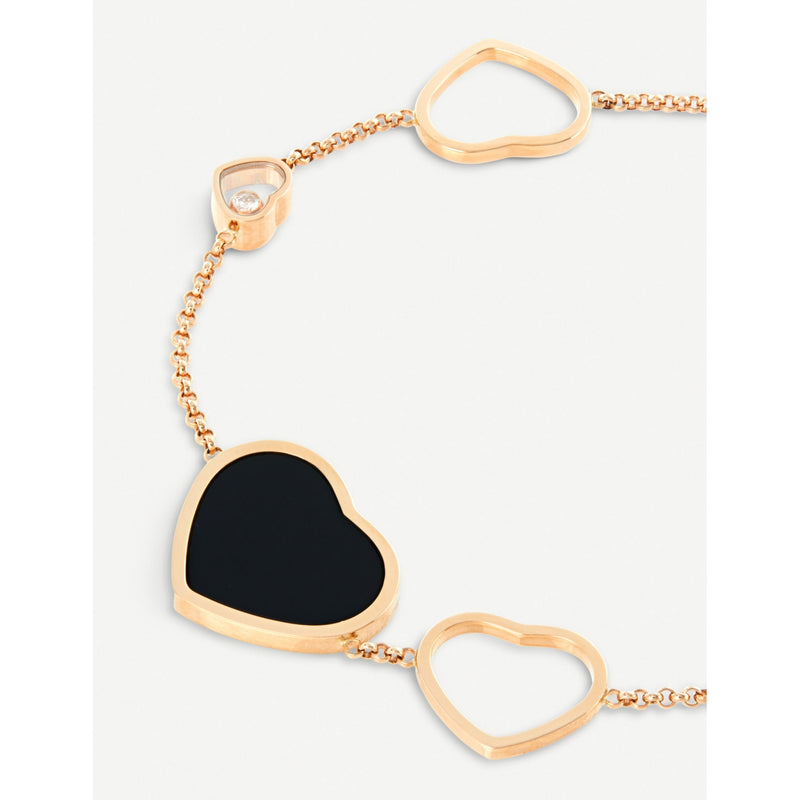 Chopard Happy Hearts rose-gold bracelet with onyx and diamonds, UK version
