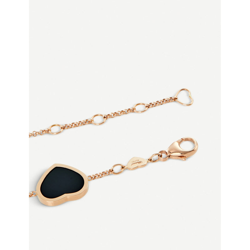 Chopard Happy Hearts rose-gold bracelet with onyx and diamonds, UK version