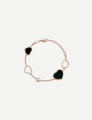 Chopard Happy Hearts rose-gold bracelet with onyx and diamonds, UK version