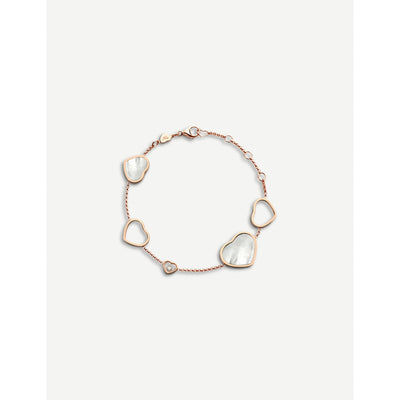 selfridges Chopard Happy Hearts 18ct Rose-Gold, Diamond and Mother-of-Pearl Bracelet- Buy online at McGrocer