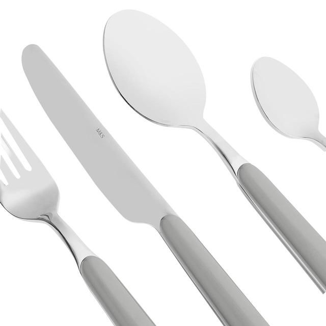 M&S 16 Piece Tribeca Cutlery Set Grey GOODS M&S   