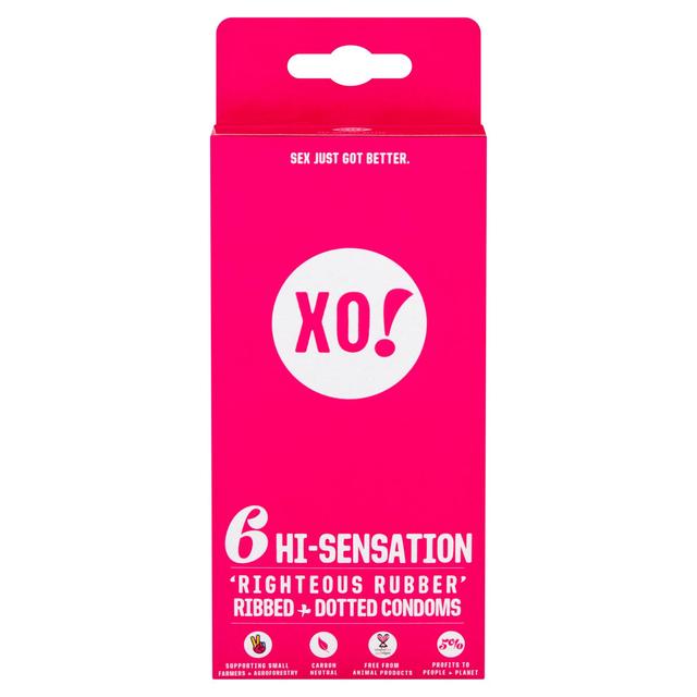 XO! Hi-Sensation 'Righteous Rubber' Ribbed + Dotted Condoms   6 per pack GOODS M&S   