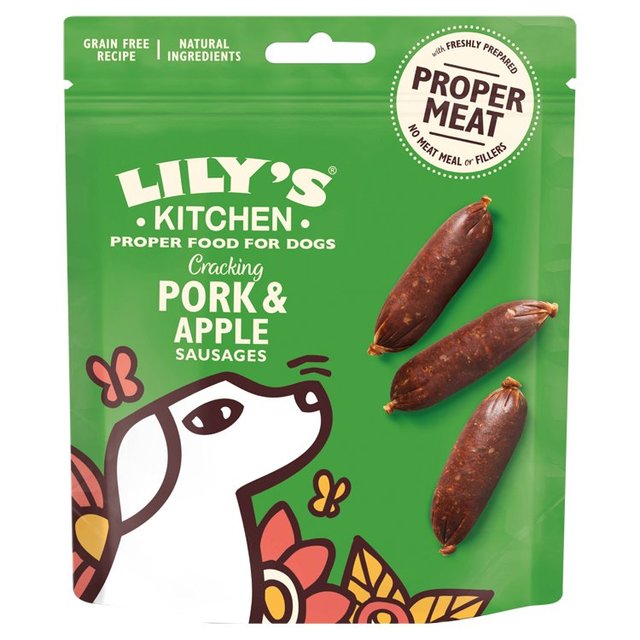 Lily's Kitchen Dog Meaty Treats Cracking Pork and Apple Sausages   70g GOODS M&S   