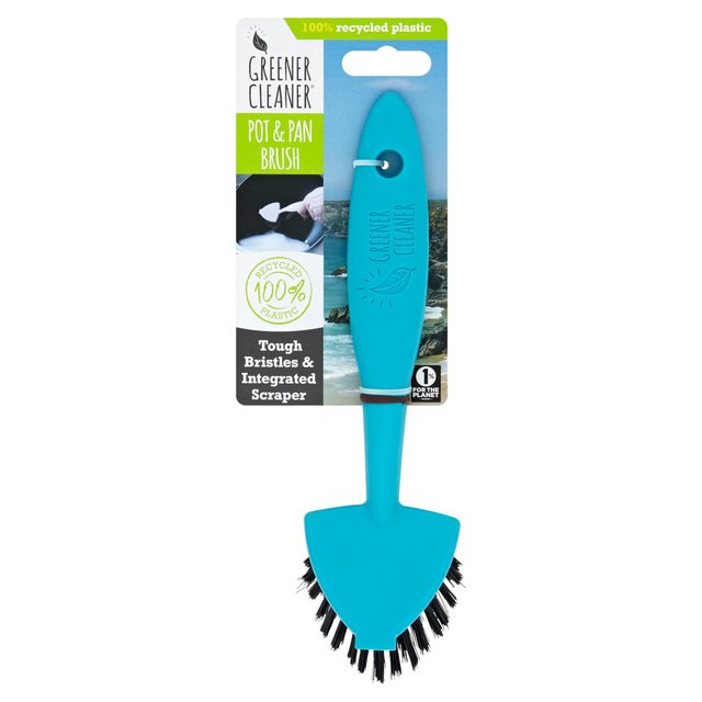 Greener Cleaner 100% Recycled Plastic Pot and Pan Brush Turquoise GOODS M&S   