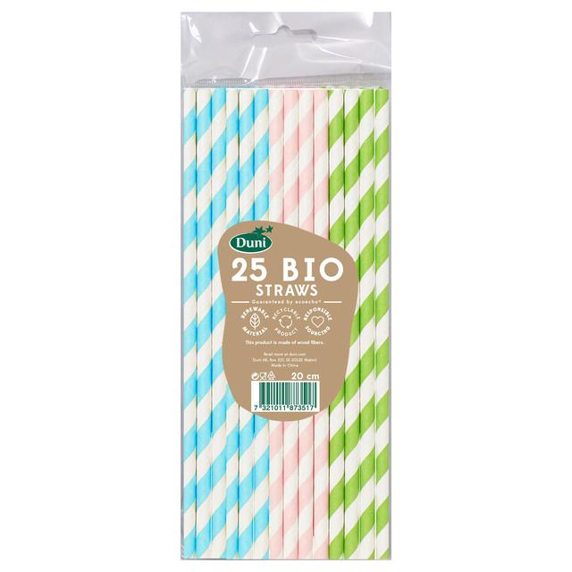 Duni Bio Pastel Recyclable Paper Straws   25 per pack