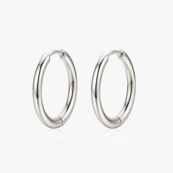 MUCHV silver solid hoop earrings 22mm diameter, UK version