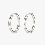 MUCHV silver solid hoop earrings 22mm diameter, UK version