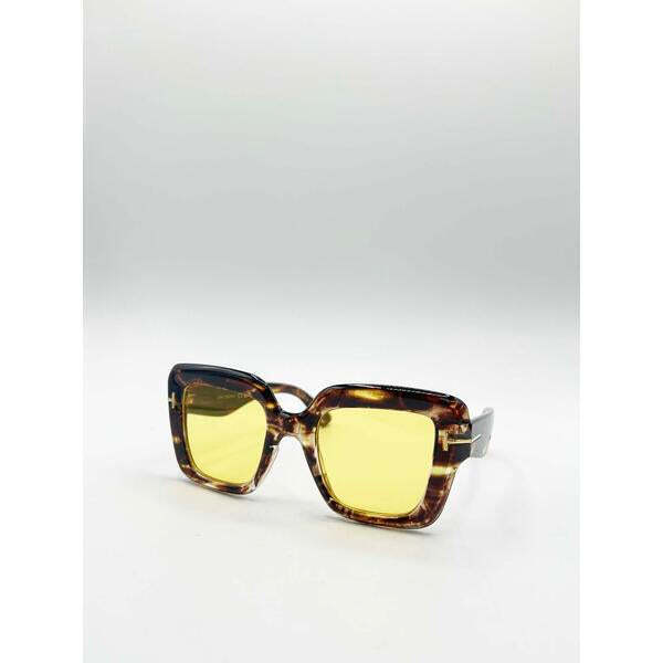 SVNX leopard yellow square sunglasses one size, UK version