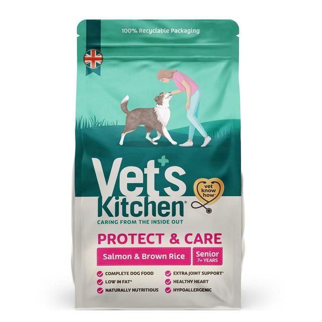 Vet's Kitchen Protect & Care Senior Dry Dog Food Salmon & Brown Rice   1kg