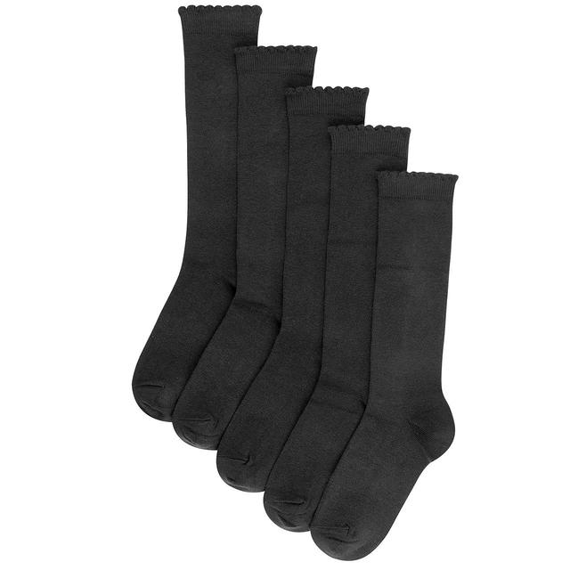 M&S Kids 5pk Knee High Socks Size 8.5-7 Black