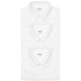 M&S Boys 3pk Easy Iron School Shirts 3-13 Years White GOODS M&S   