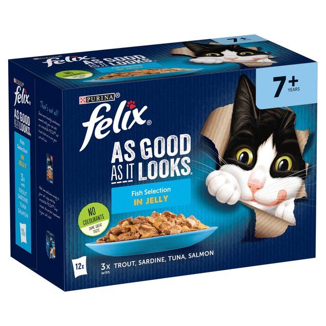 Felix As Good As it Looks Senior 7+ Fish in Jelly Wet Cat Food   12 x 100g GOODS M&S   