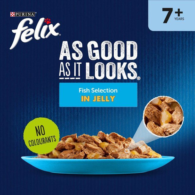 Felix As Good As it Looks Senior 7+ Fish in Jelly Wet Cat Food   12 x 100g GOODS M&S   