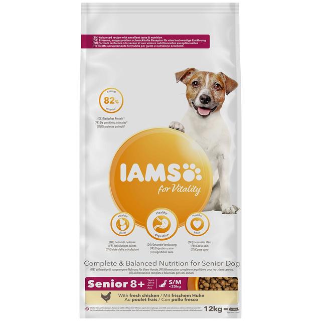 IAMS for Vitality Small/Medium Breed Senior Dry Dog Food with Fresh chicken   12kg